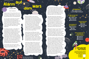 Doppelseite aus dem Kindermagazin "echt jetzt?" mit einer Lesegeschichte über eine Marsexpedition 